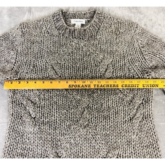 Vintage Calvin Klein Womens Chunky Cable Knit Sweater Wool Alpaca Blend Size S - Picture 3 of 9